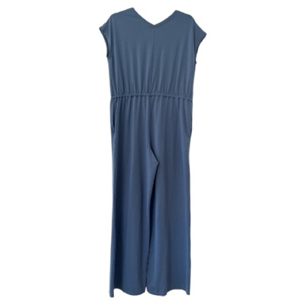 Athleta Willow Blue Drawstring Waist Wide Leg Lightweight V-Neck Jumpsuit XS - Picture 6 of 6
